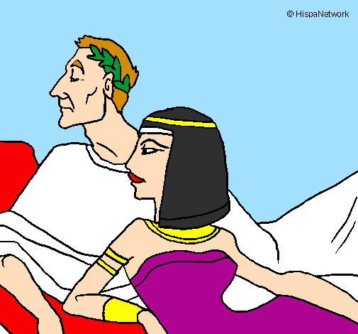Desenho César e Cleopatra pintado por yan robattini