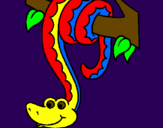 Desenho Serpente pendurada numa árvore pintado por izaque