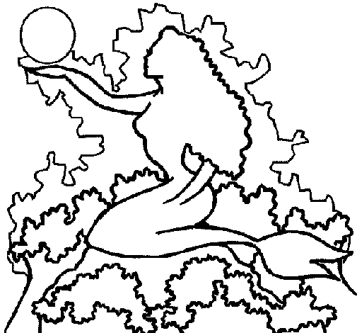 Desenho Silhueta de sereia pintado por iara
