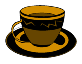 Desenho Taça de café pintado por chá