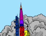 Desenho Lançamento foguete pintado por yuri