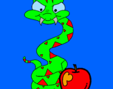 Desenho Serpente e maçã pintado por Vinicius