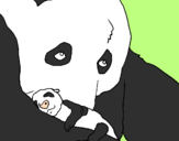 Desenho Urso panda com a sua cria pintado por Gigio