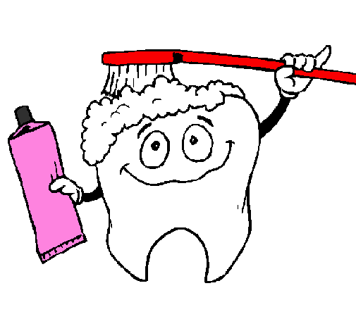 Desenho Dentes a serem limpos  pintado por dente