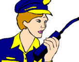 Desenho Polícia com um walkie pintado por silmara