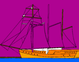 Desenho Veleiro de três mastros pintado por emanuel