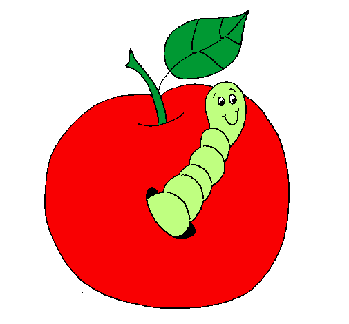 Desenho Maçã com lagarto pintado por fruta apple=maçã