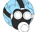 Desenho Terra com máscara de gás pintado por richard