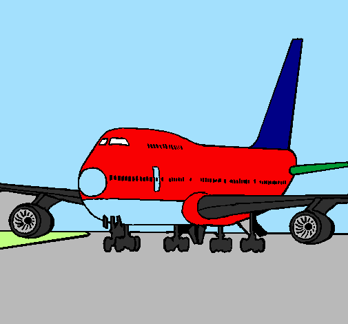 Desenho Avião em pista pintado por jogos gui de  carros2