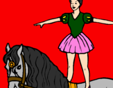 Desenho Trapezista em cima do cavalo pintado por pedro