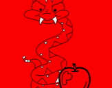 Desenho Serpente e maçã pintado por Gabriella 3 anos