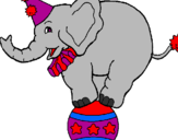 Desenho Elefante em cima de uma bola pintado por karol
