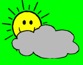 Desenho Sol e nuvem pintado por traderson