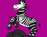Desenho Zebra a saltar pedras pintado por gatinho