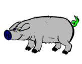 Desenho Porco com cascos negros pintado por Luis gonzaga 3 anos