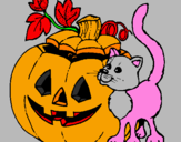 Desenho Abóbora e gato pintado por daniela