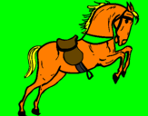 Desenho Cavalo com sela a saltar pintado por cossel