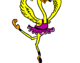 Desenho Avestruz em ballet pintado por Hellen