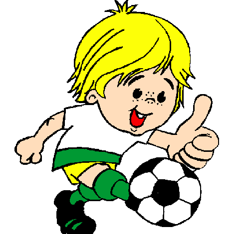 Desenho Rapaz a jogar futebol pintado por menino nacional