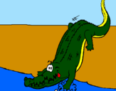 Desenho Crocodilo a entrar na água pintado por joão  gabriel