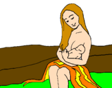 Desenho Mãe e filho  pintado por michele