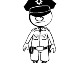 Desenho Agente de polícia pintado por policial