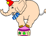 Desenho Elefante em cima de uma bola pintado por Regina