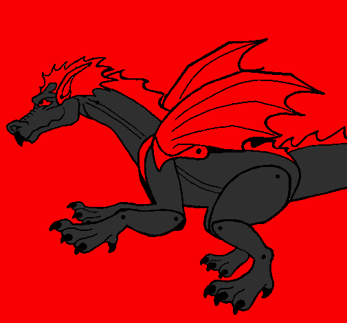 Desenho Dragão feroz pintado por dragao real