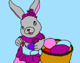 Desenho Coelho da Páscoa com regador pintado por coelha