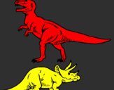 Desenho Tricerátopo e tiranossauro rex pintado por naidi