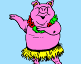 Desenho Porco havaiano pintado por felipe cabral