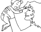 Desenho Mãe e filho  pintado por rute