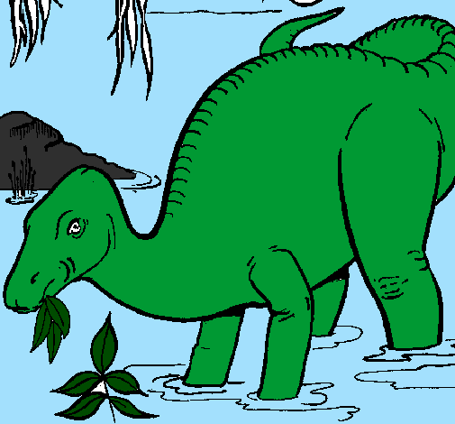 Desenho Dinossauro a comer pintado por maiassauro