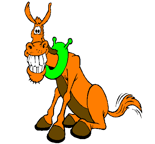 Desenho Burro com um grande sorriso pintado por cavalo
