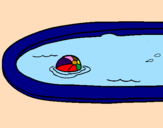 Desenho Bola na piscina pintado por agua jelada