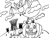 Desenho Paisagem Halloween pintado por TURMA YANNA