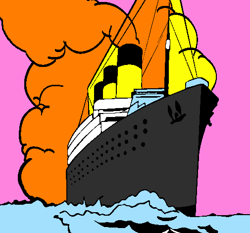 Desenho Barco a vapor pintado por titanic