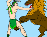 Desenho Gladiador contra leão pintado por Kellita*-*
