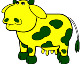 Desenho Vaca pensativa pintado por vaca amarela pintada
