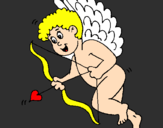 Desenho Cupido com grandes asas pintado por Stephanie