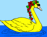 Desenho Cisne com flores pintado por lindo