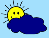 Desenho Sol e nuvem pintado por arieely