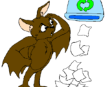 Desenho Morcego a recliclar pintado por  muceginho