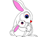 Desenho Mãe coelho pintado por Karen Roberta