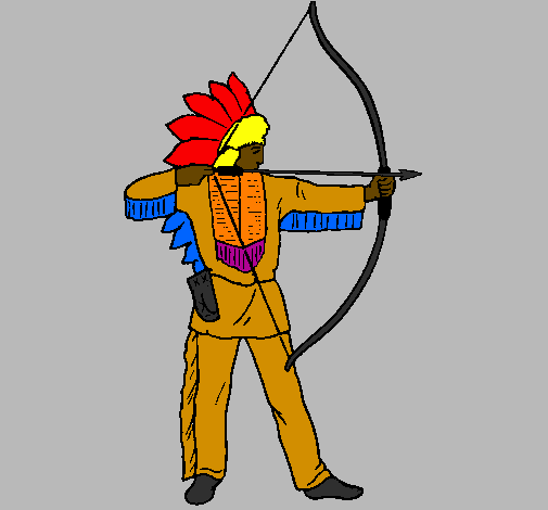 Desenho Índio com arco pintado por msf