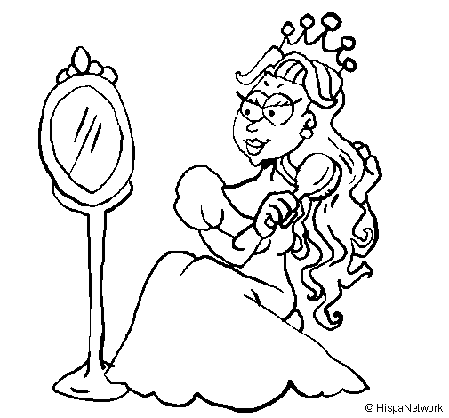 Desenho Princesa e espelho pintado por aaa
