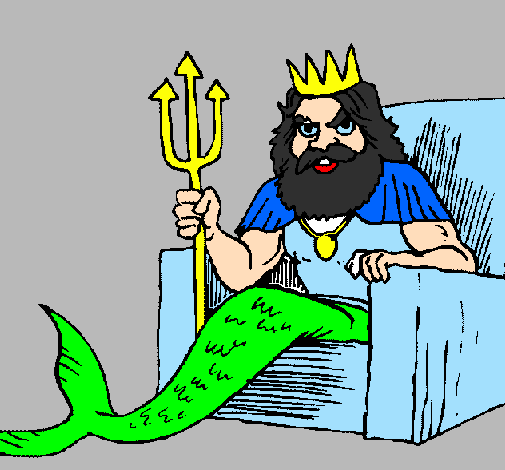 Desenho Neptuno pintado por rei do mar