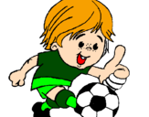 Desenho Rapaz a jogar futebol pintado por menino joia