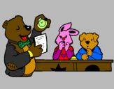 Desenho Professor urso e seus alunos pintado por geovana