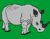 Desenho Rinoceronte pintado por joão e maria